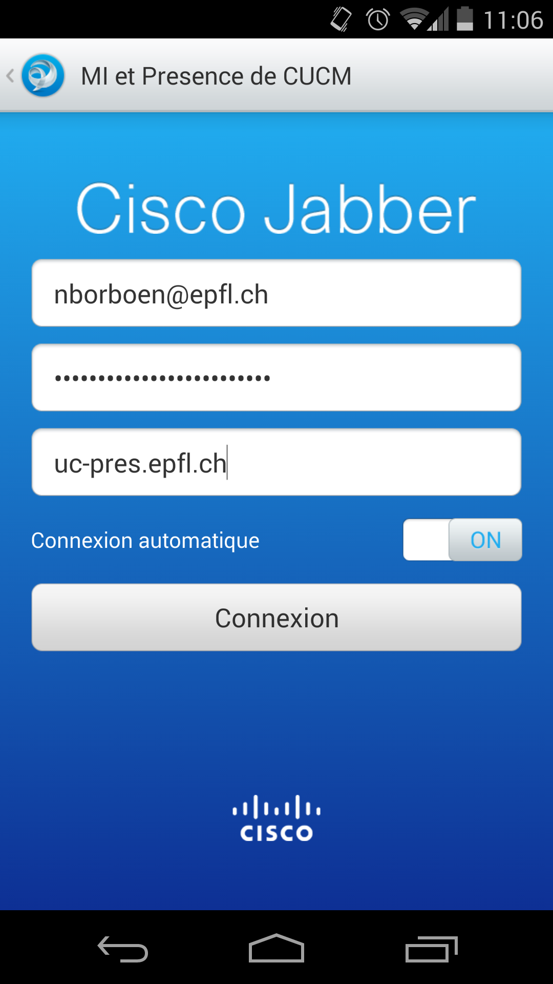 Cisco Jabber UC EPFL configuration